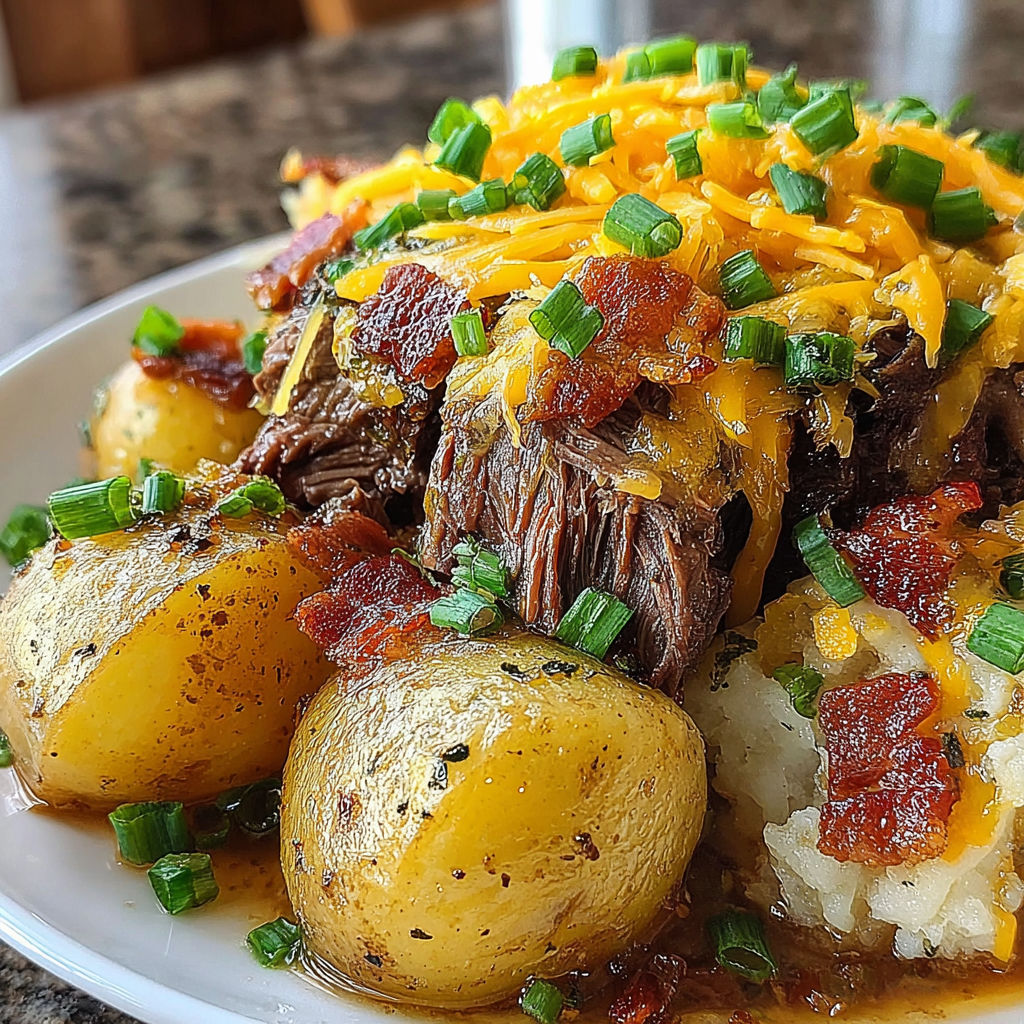 A plate of food with meat and potatoes.