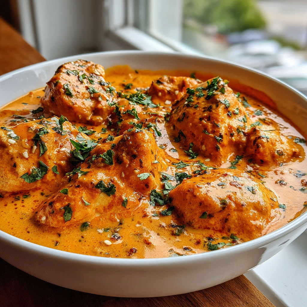 A bowl of chicken tikka masala.