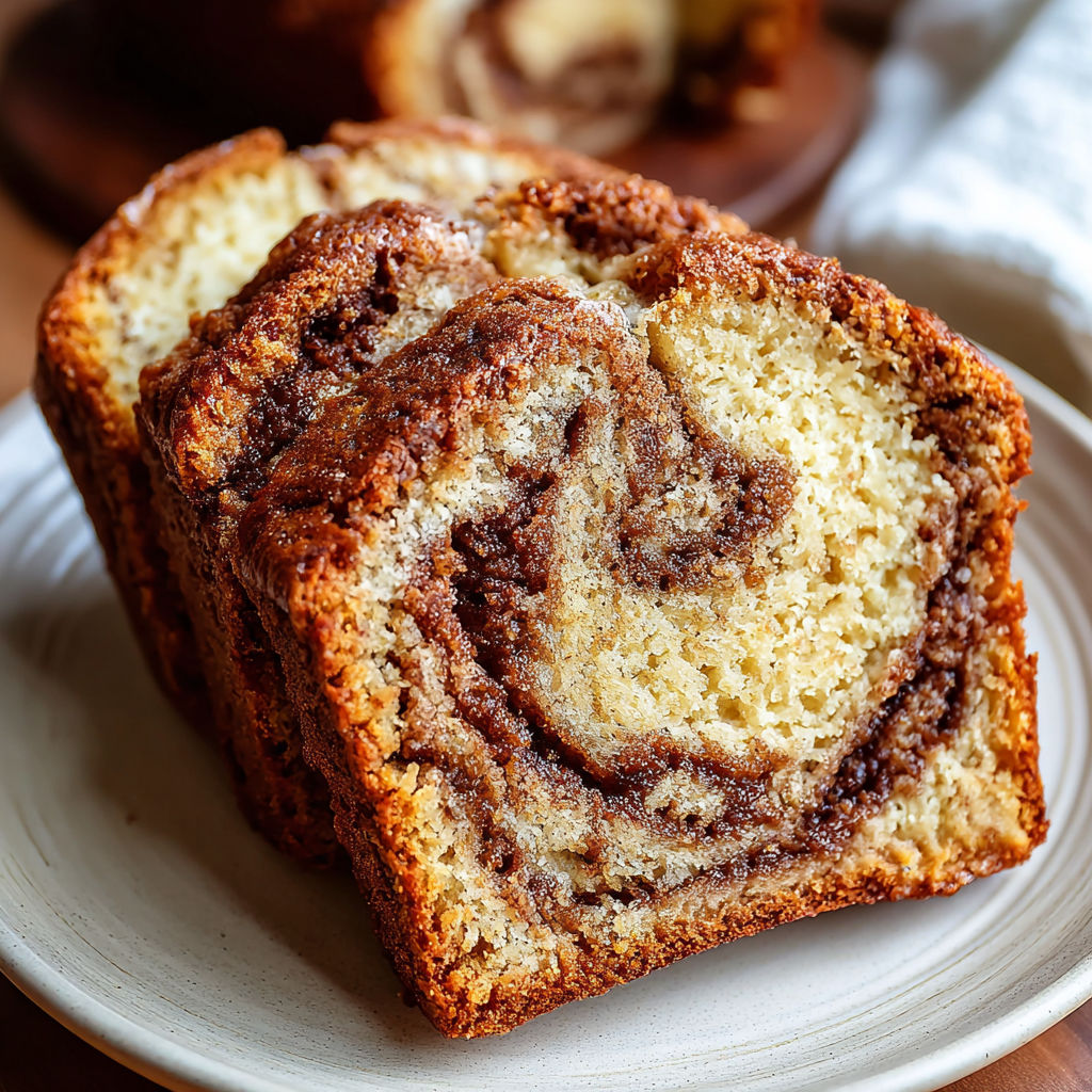 A slice of bread with a swirl in it.