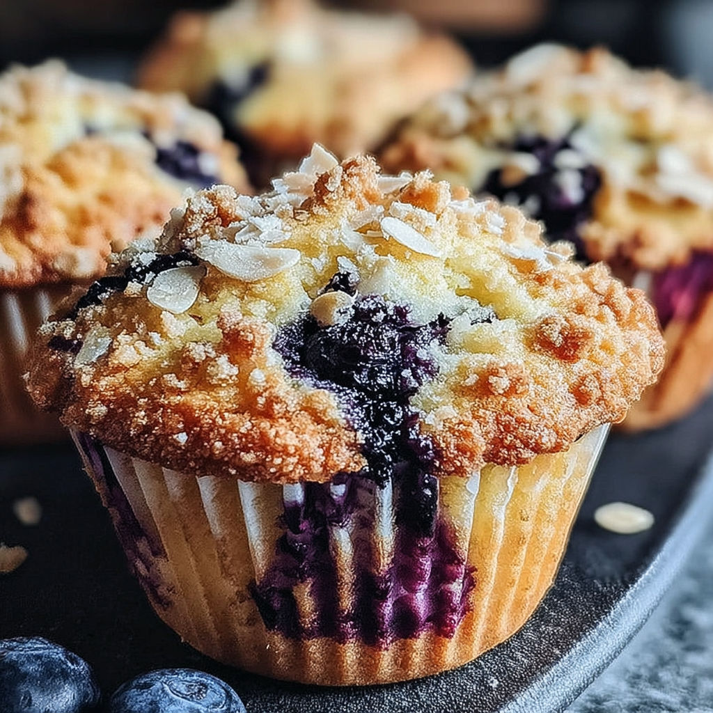 A close up of a blueberry muffin with a blueberry in it.