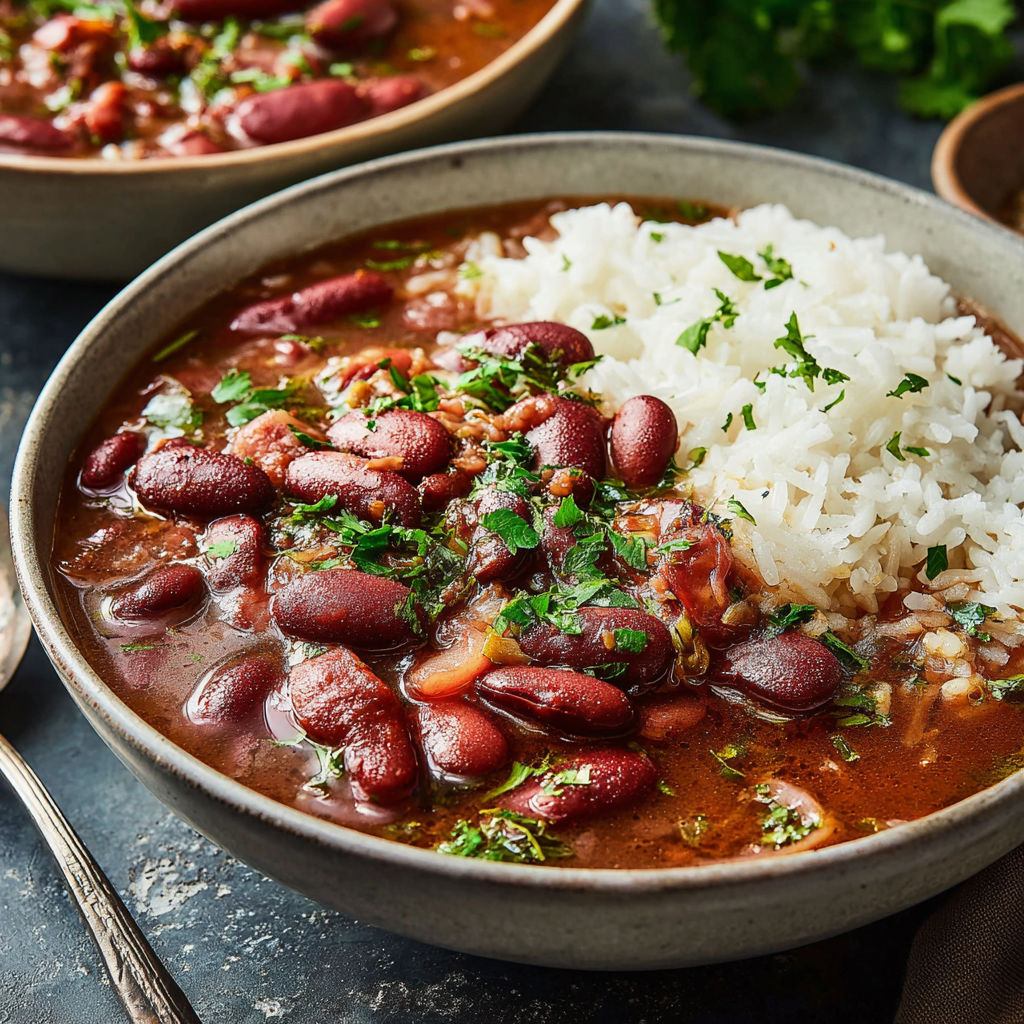 Authentic Louisiana Red Beans and Rice.