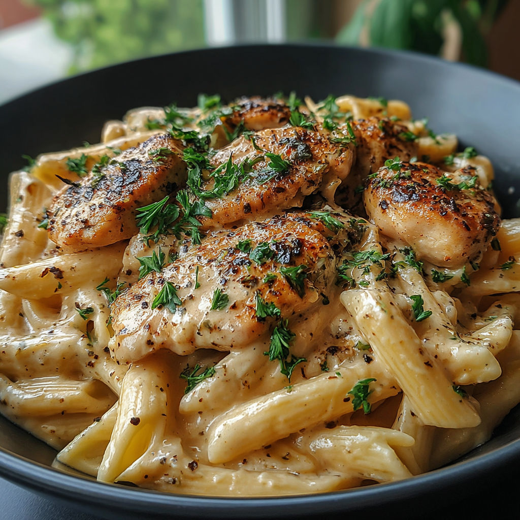 A bowl of Creamy Cajun Chicken Pasta.