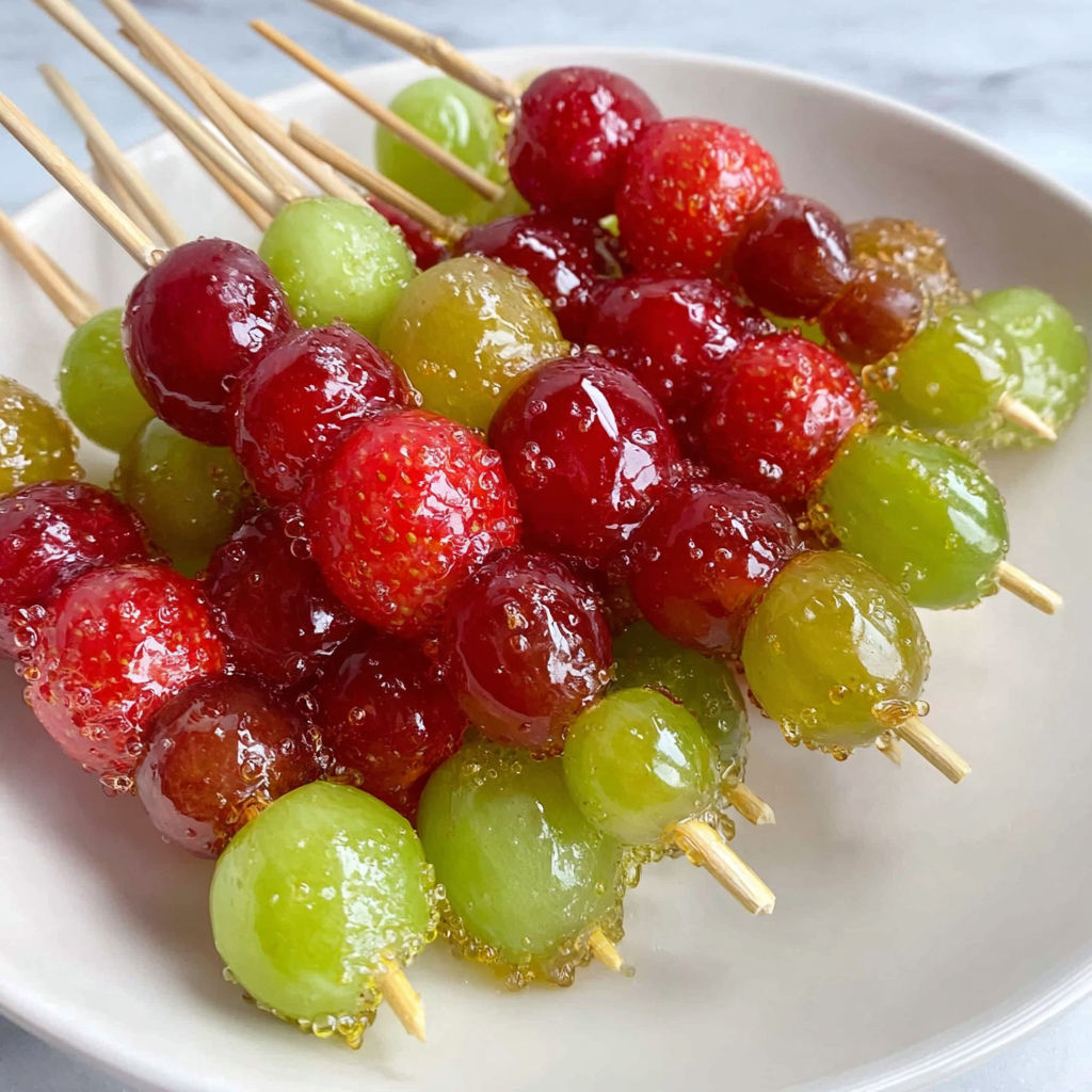 A plate of fruit on a table.