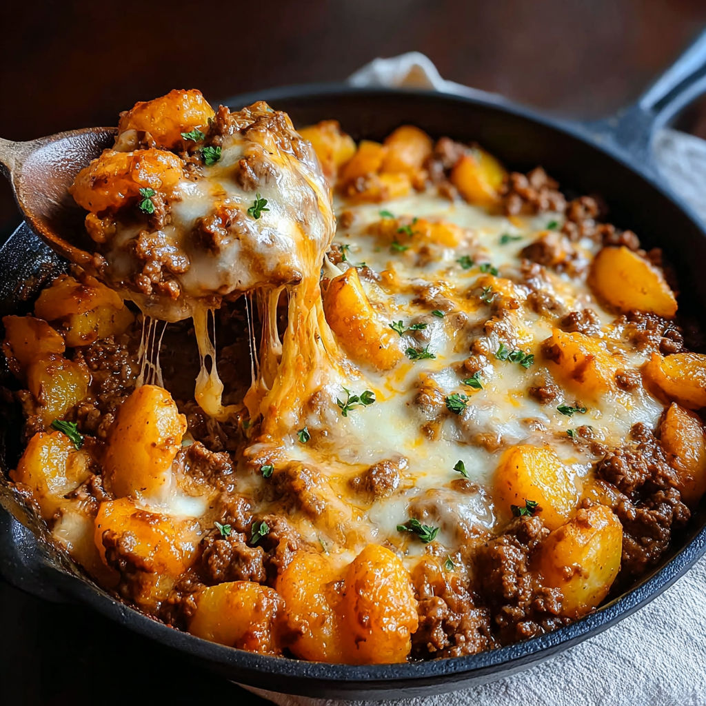 A close up of a delicious hobo casserole.