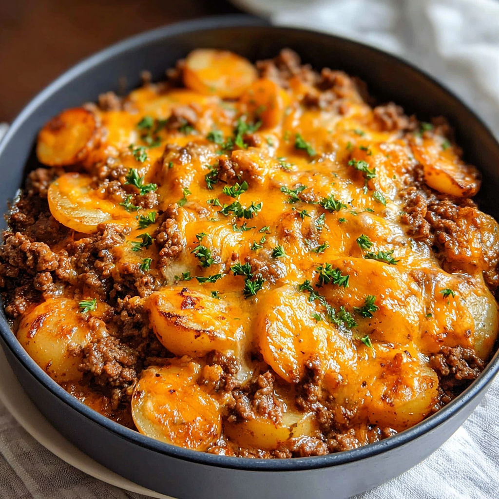 A bowl of food with the words "Hobo Casserole" written on it.