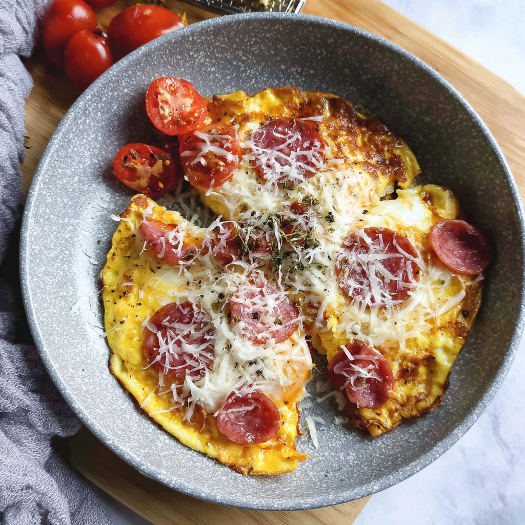 A plate of food with tomatoes and pepperoni.