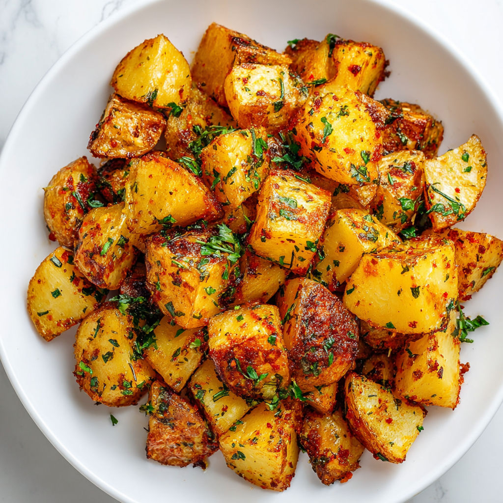 A white bowl filled with potatoes.