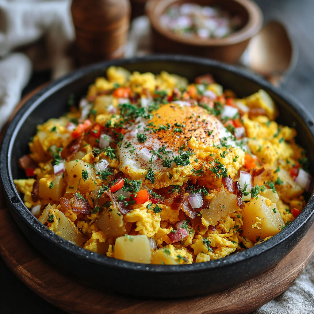 A delicious potato egg scramble.