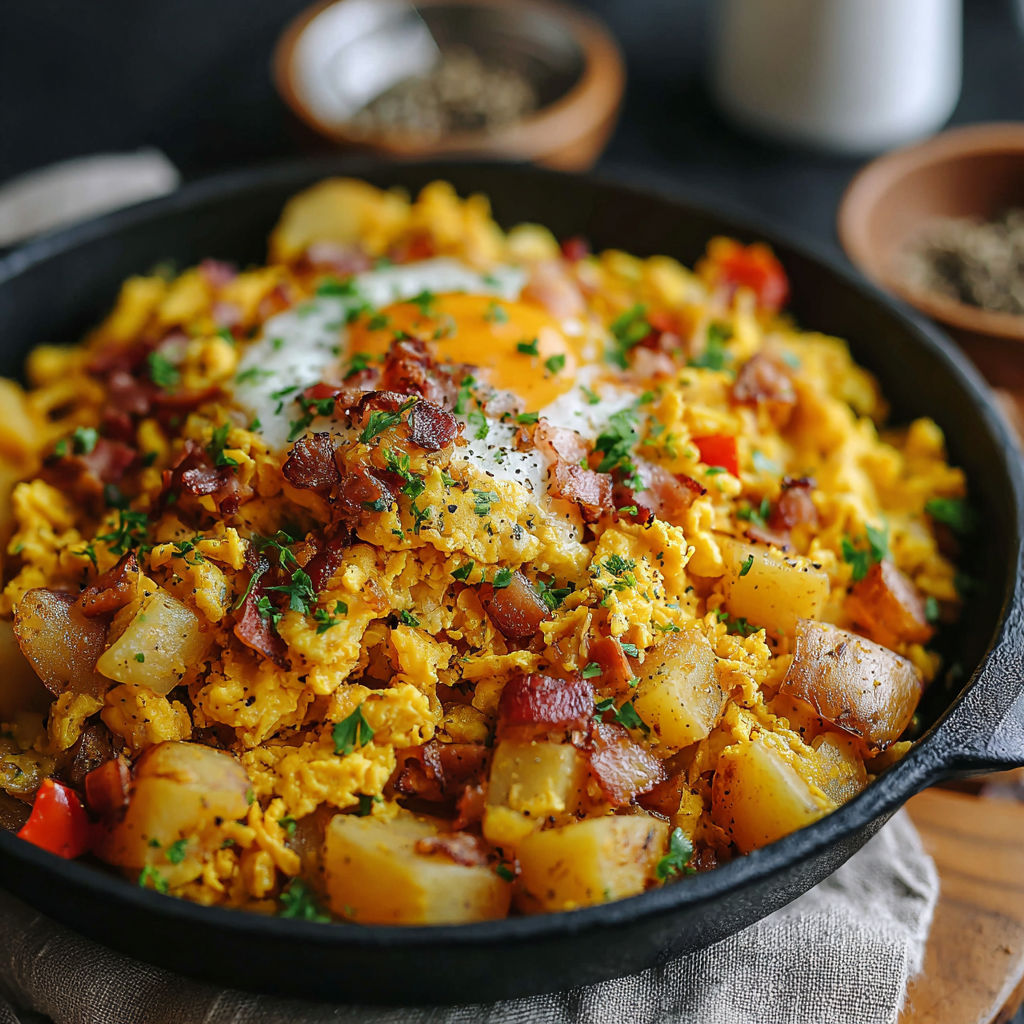 A delicious potato egg scramble.