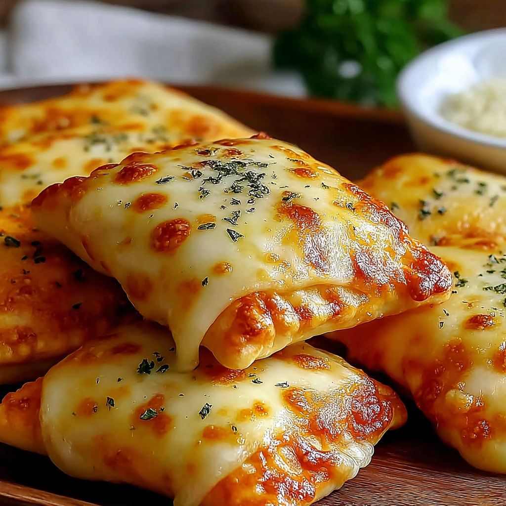 A plate of homemade Easy Cheesy Pizza Pockets.