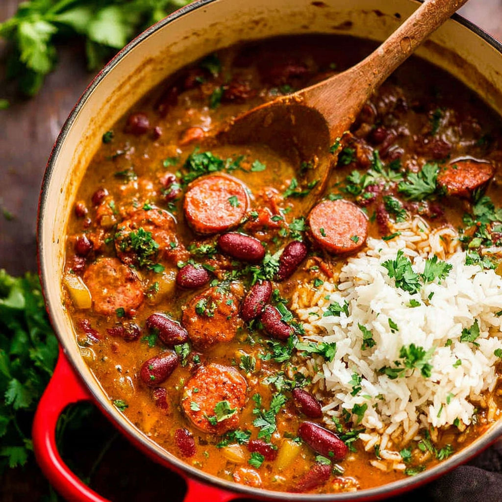 A bowl of red beans and rice.