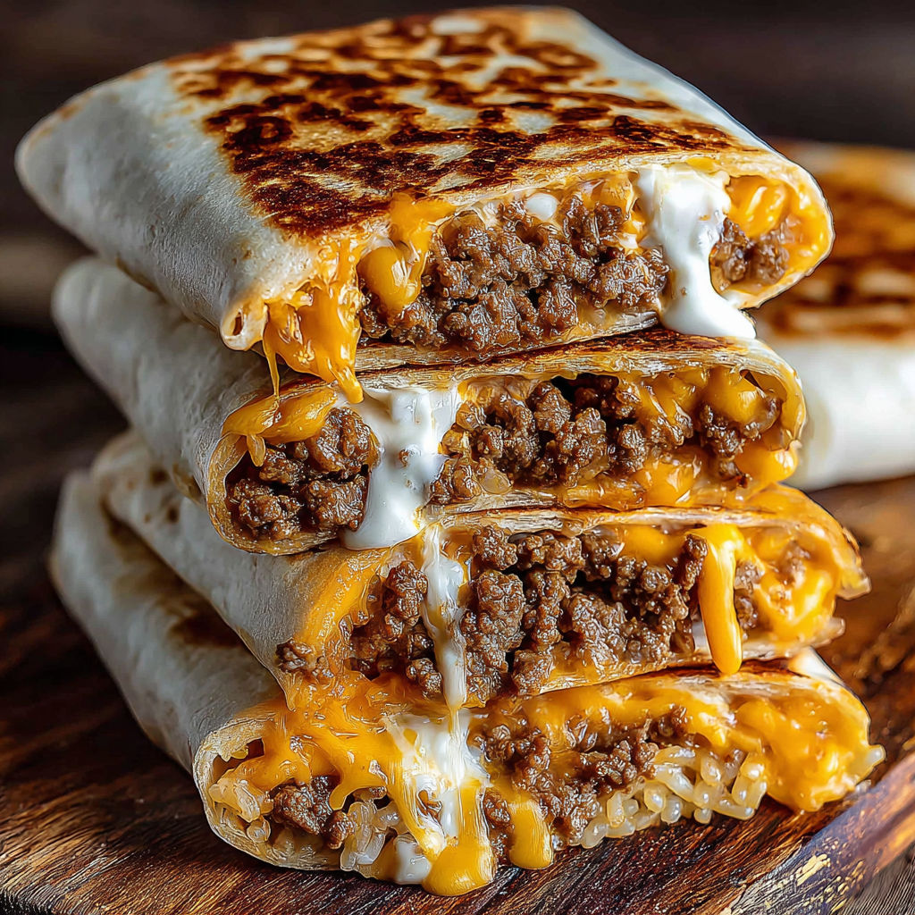 A grilled cheese burrito with meat and cheese.