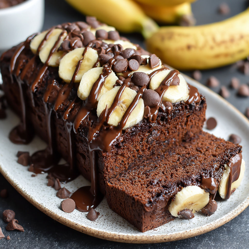 A slice of chocolate espresso banana bread.