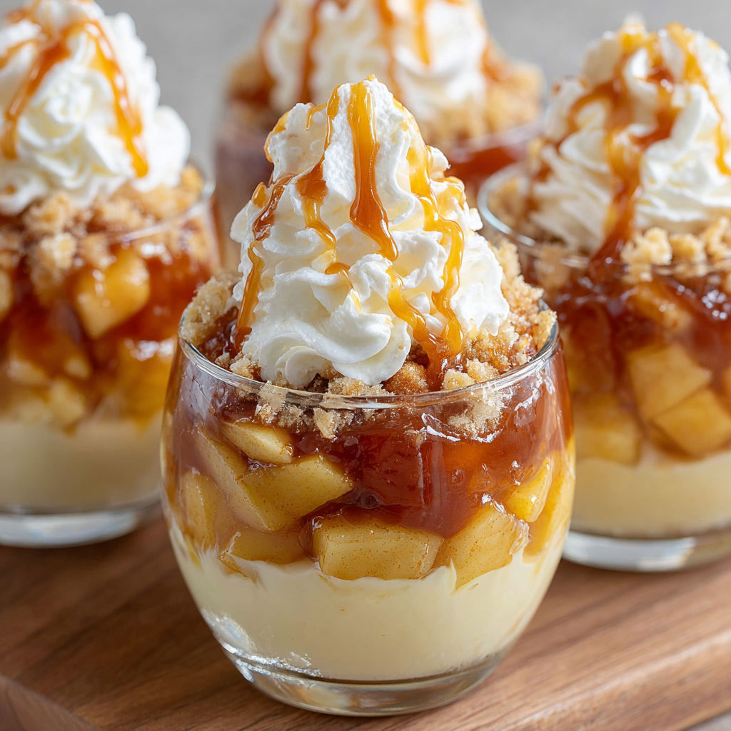 A dessert with a sauce and whipped cream.