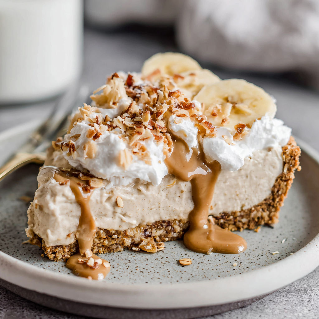 A slice of raw vegan banana cream pie.