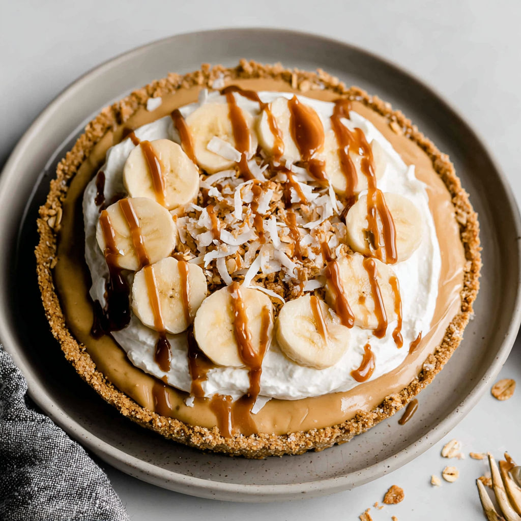 A slice of a banana cream pie.