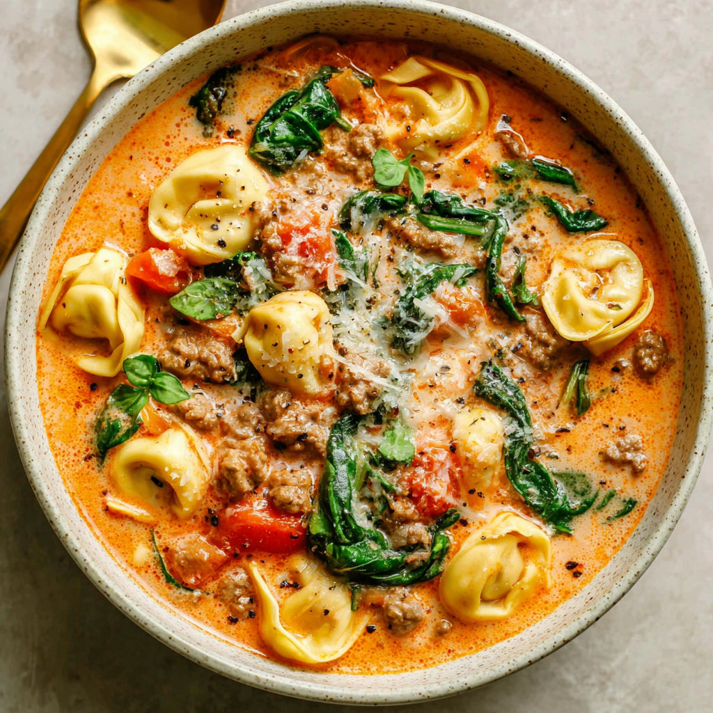 A bowl of soup with pasta and sausage.