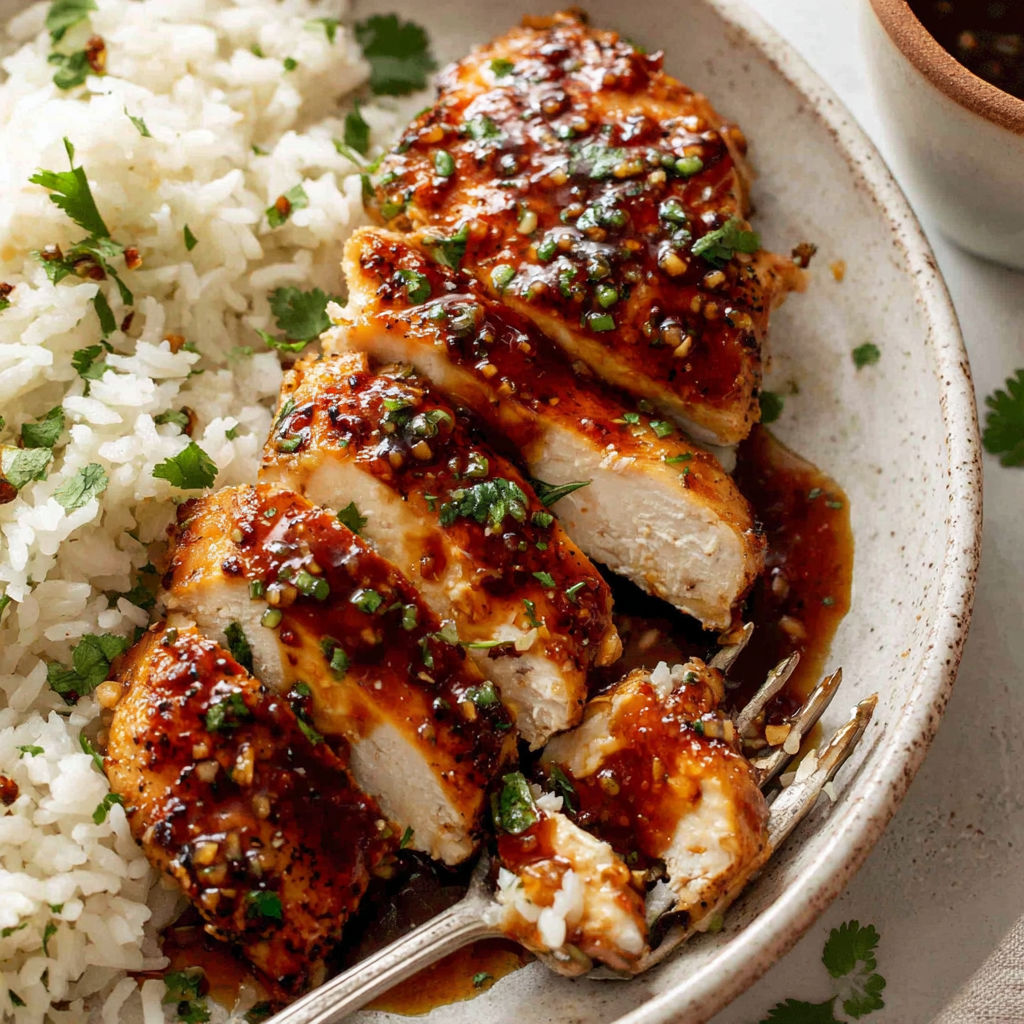 A plate of chicken with sauce on it.