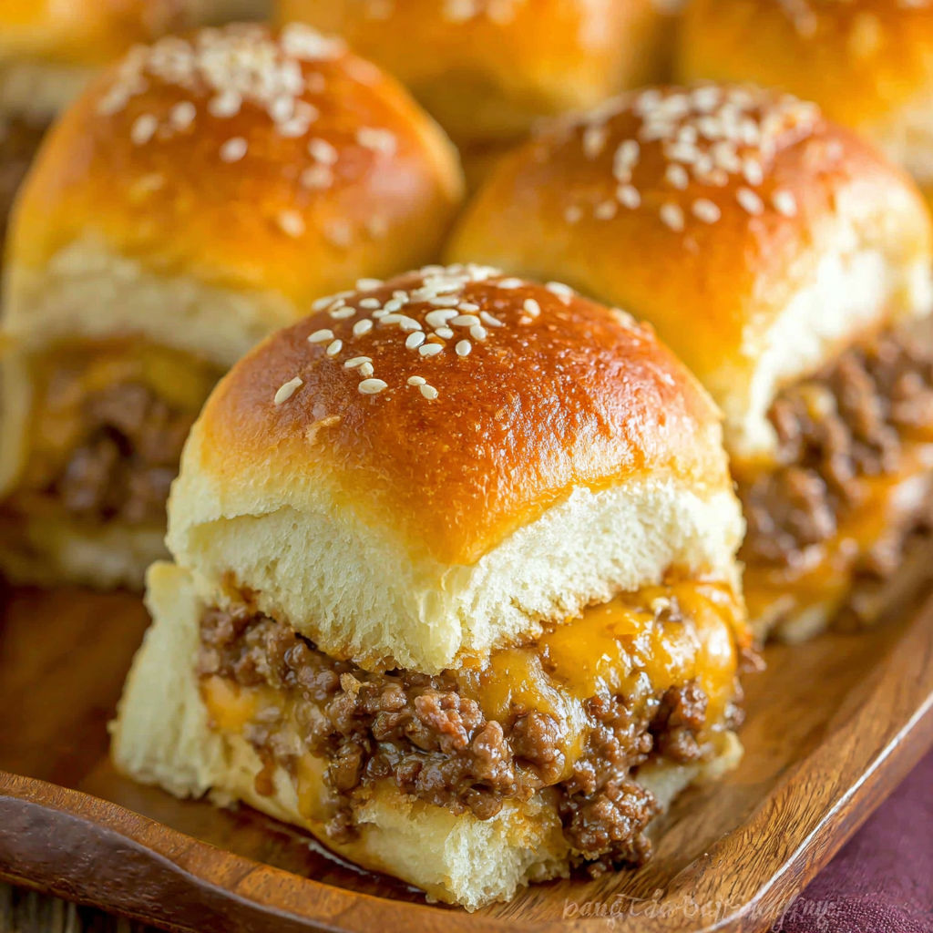 A plate of cheeseburger sliders.
