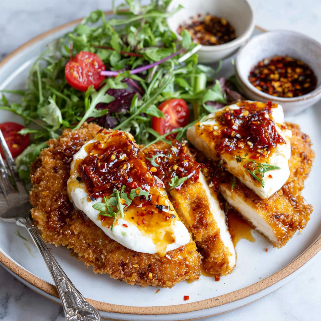 Crispy Hot Honey Feta Chicken.