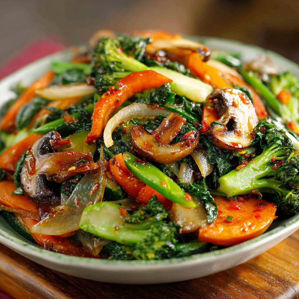 A plate of sautéed vegetables.