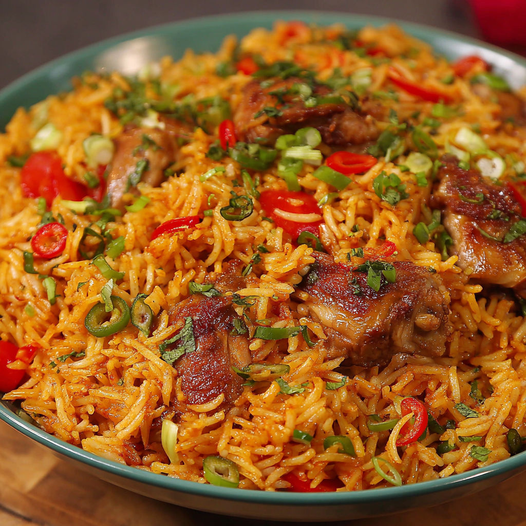 A bowl of rice with meat and vegetables.
