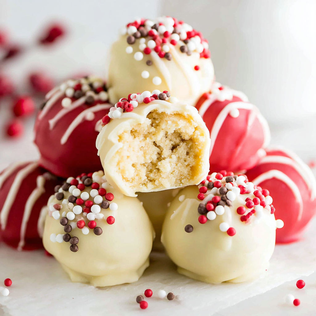 A stack of sugar cookie truffles.