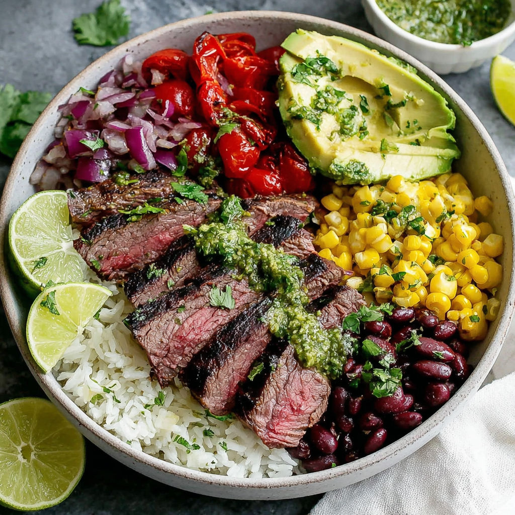 A bowl of food with meat, beans, corn, and lime.