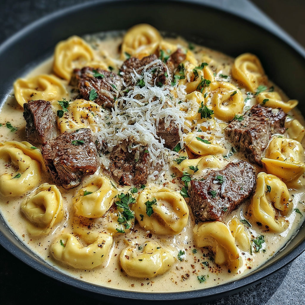 A bowl of food with meat and pasta.