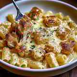 A bowl of pasta with a fork in it.