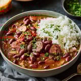 Authentic Louisiana Red Beans and Rice.