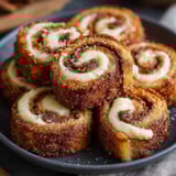A plate of cinnamon roll ups.
