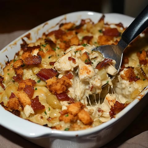 A fork is being used to eat a casserole.