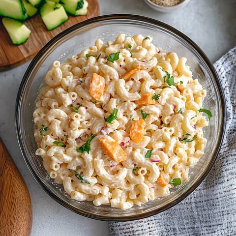 A bowl of macaroni and cheese with a side of vegetables.