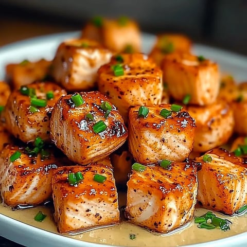 A plate of fish cubes with sauce.