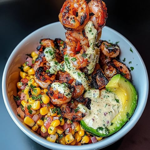 A bowl of shrimp and vegetables.