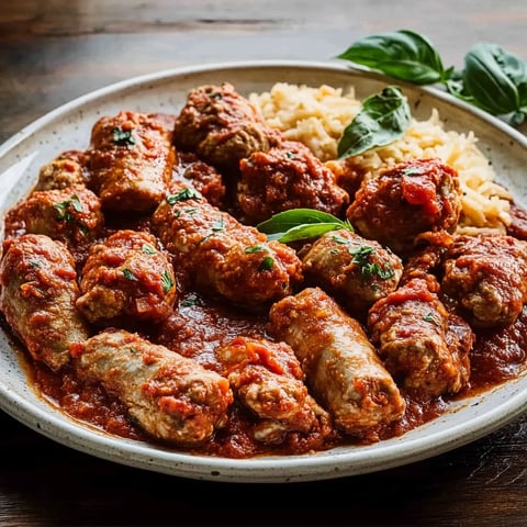 A plate of meatballs with sauce.