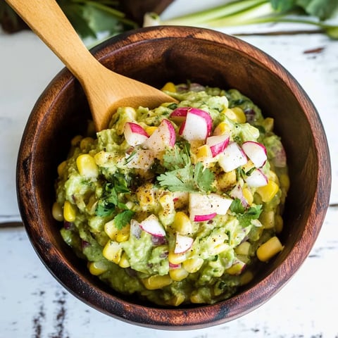 A wooden bowl filled with a green dip.