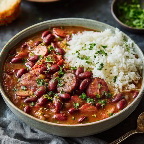 Authentic Louisiana Red Beans and Rice.