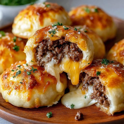 A plate of cheeseburger bites with Parmesan cheese.