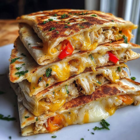 A stack of quesadillas on a plate.