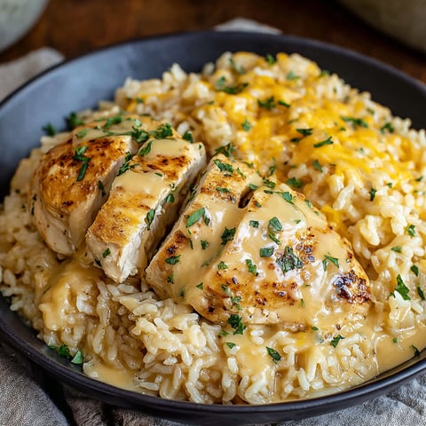 A bowl of rice and chicken with cheese on top.