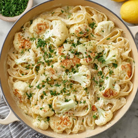 A bowl of cauliflower alfredo.