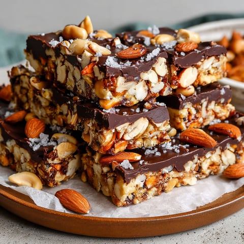 A stack of dark chocolate and sea salt nut bars.